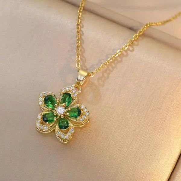 Spinning Redbud Flower Pendant Fidget Necklace