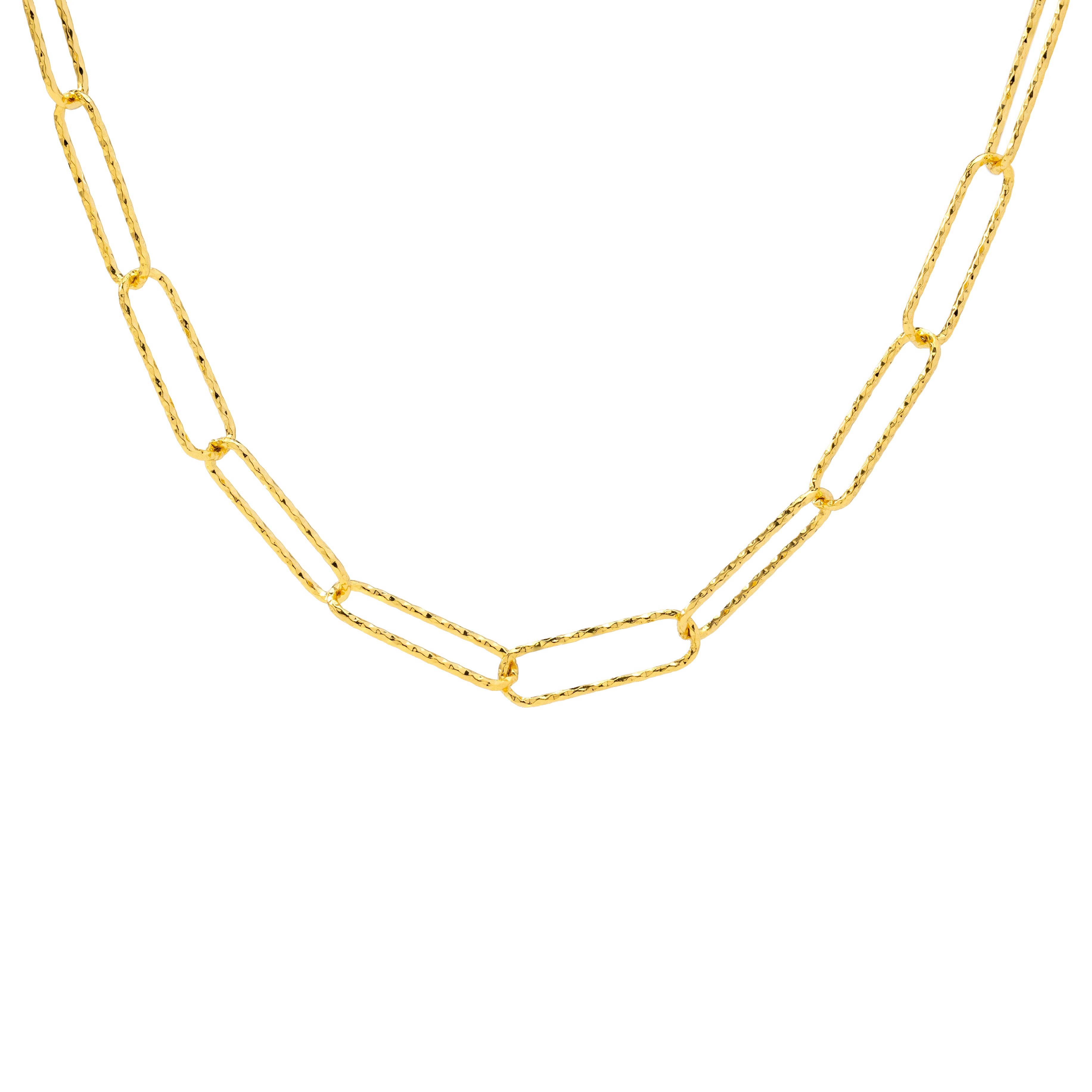 Nova Gold Textured Paperclip Chain Necklace
