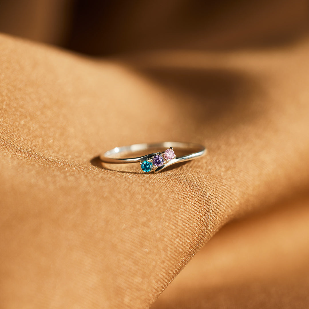 Personalized Birthstones Bypass Ring