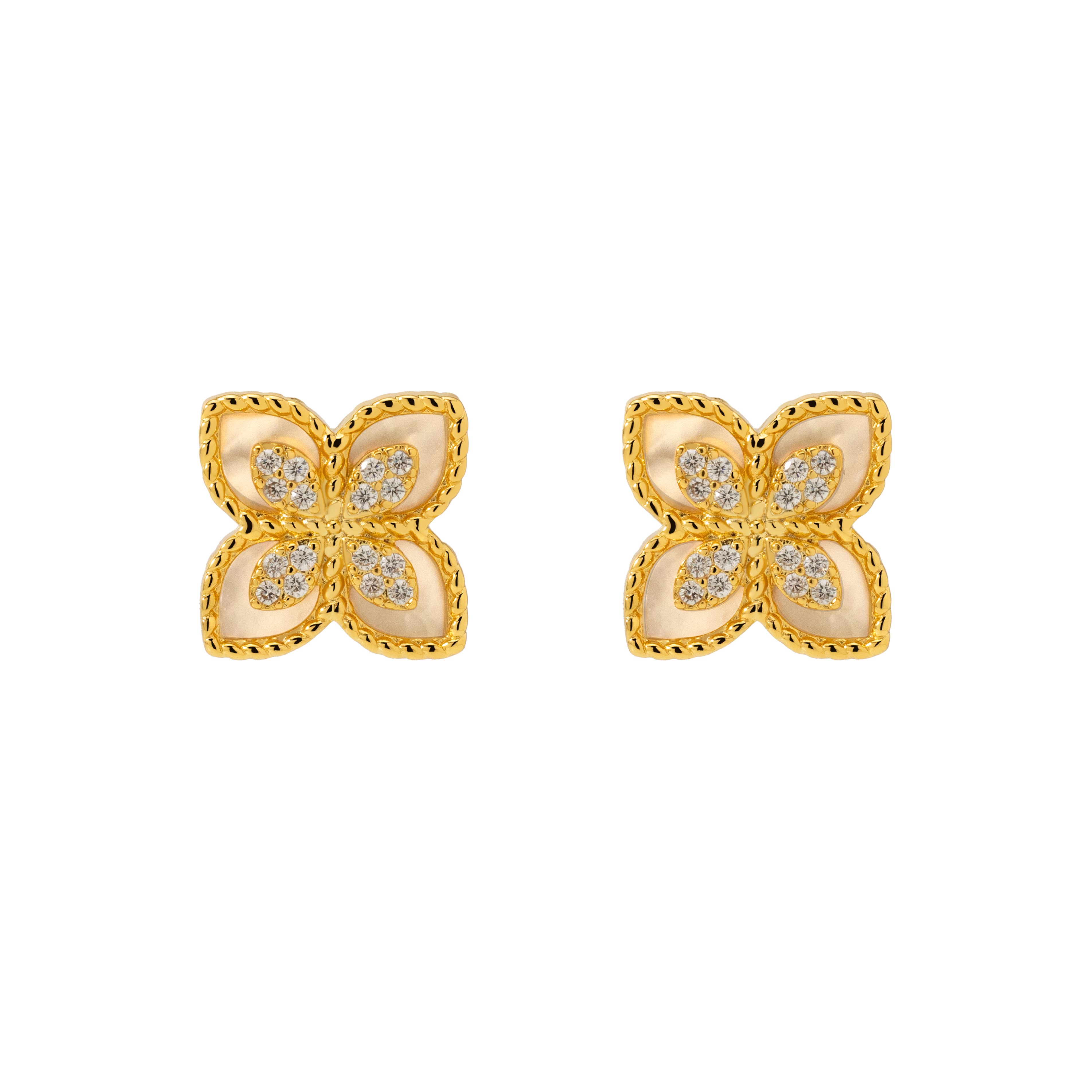 Fleuria Gold Luxe Clover Stud Earrings