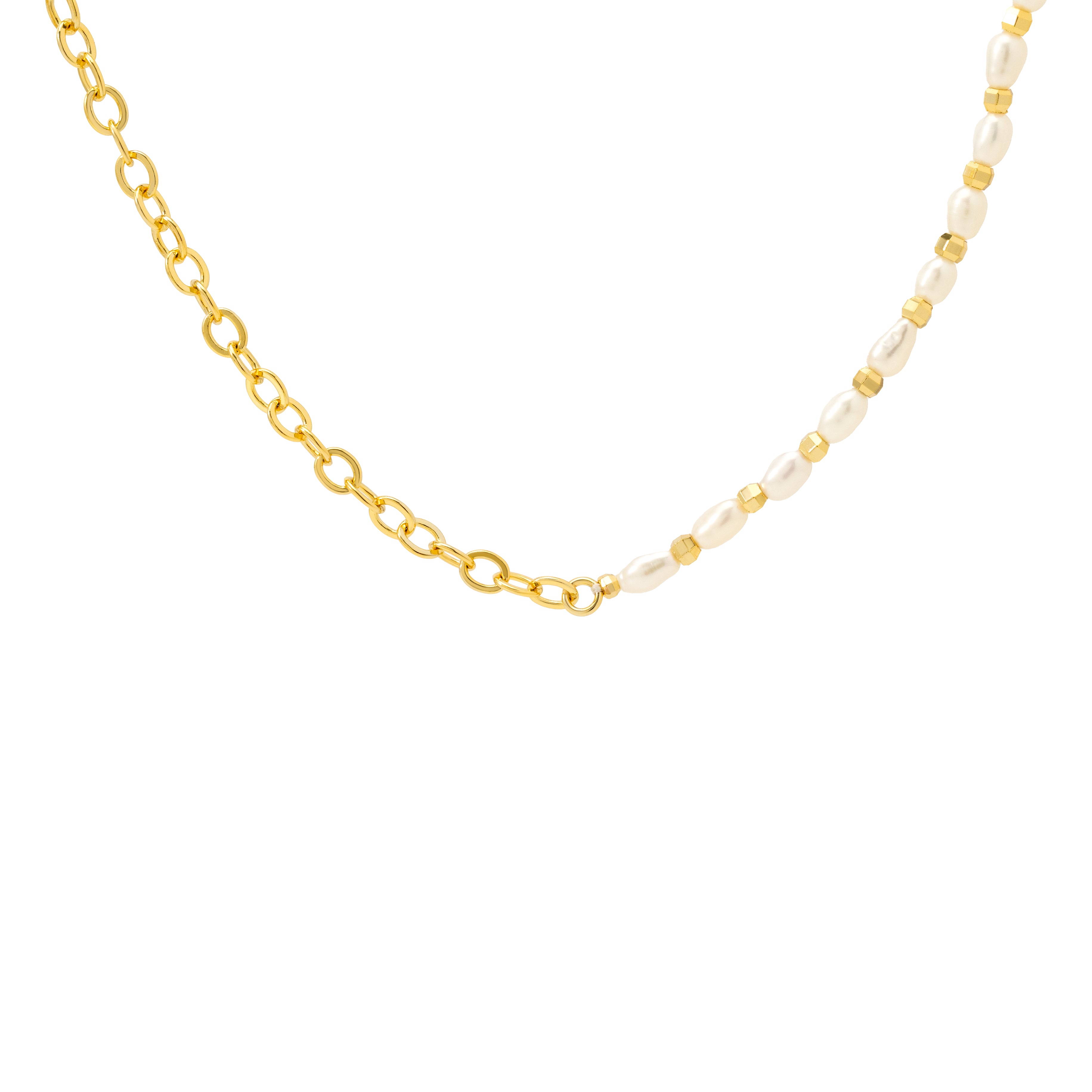 Celeste Gold Link & Freshwater Pearl Necklace