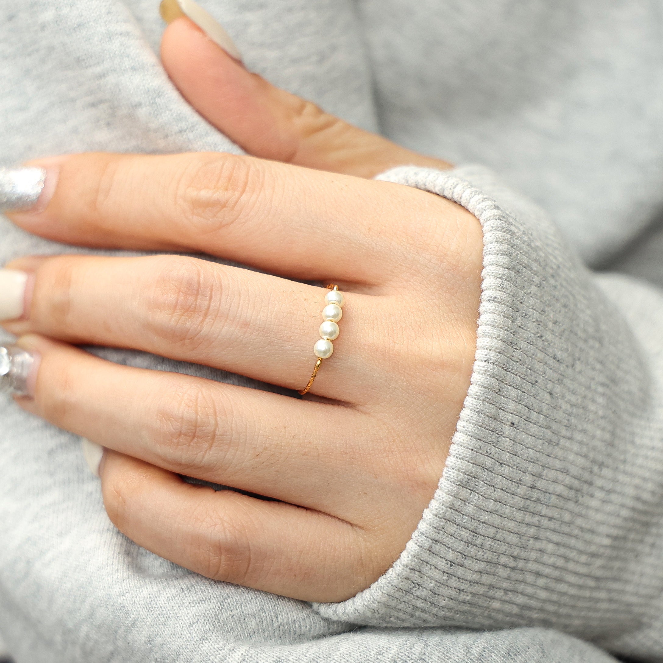 Pearl Rotating Fidget Ring