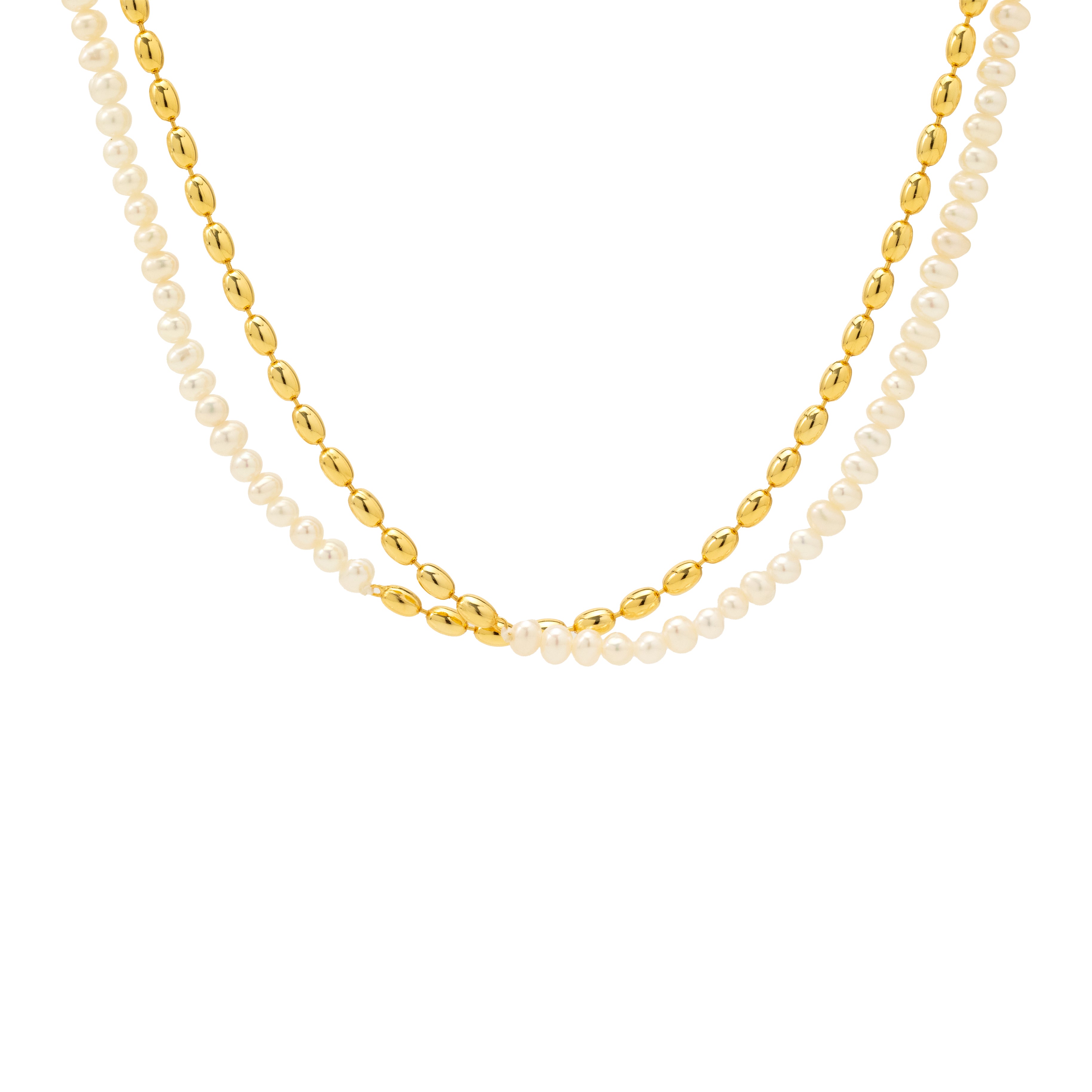 Aura Gold & Freshwater Pearl Layered Necklace