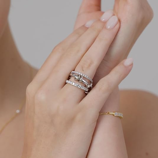3-In-One Interlocking Fidget Ring - Silver