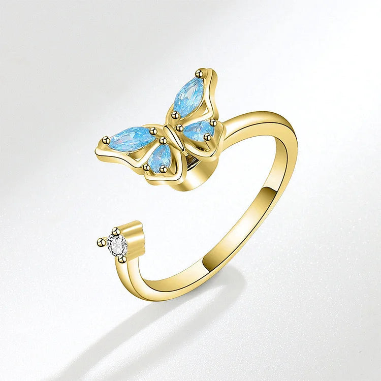 Crystal Butterfly Spinner Fidget Ring