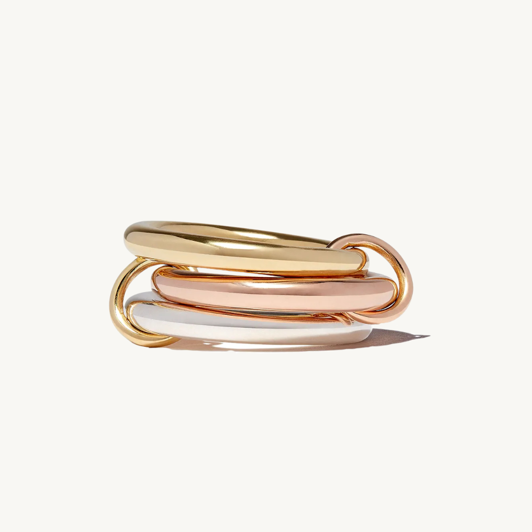 3-in-One Stackable Interlocking Fidget Ring - Mixed Metal