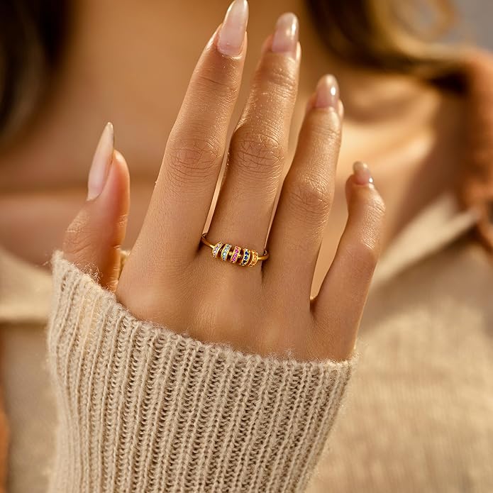 Rainbow Beaded Fidget Ring