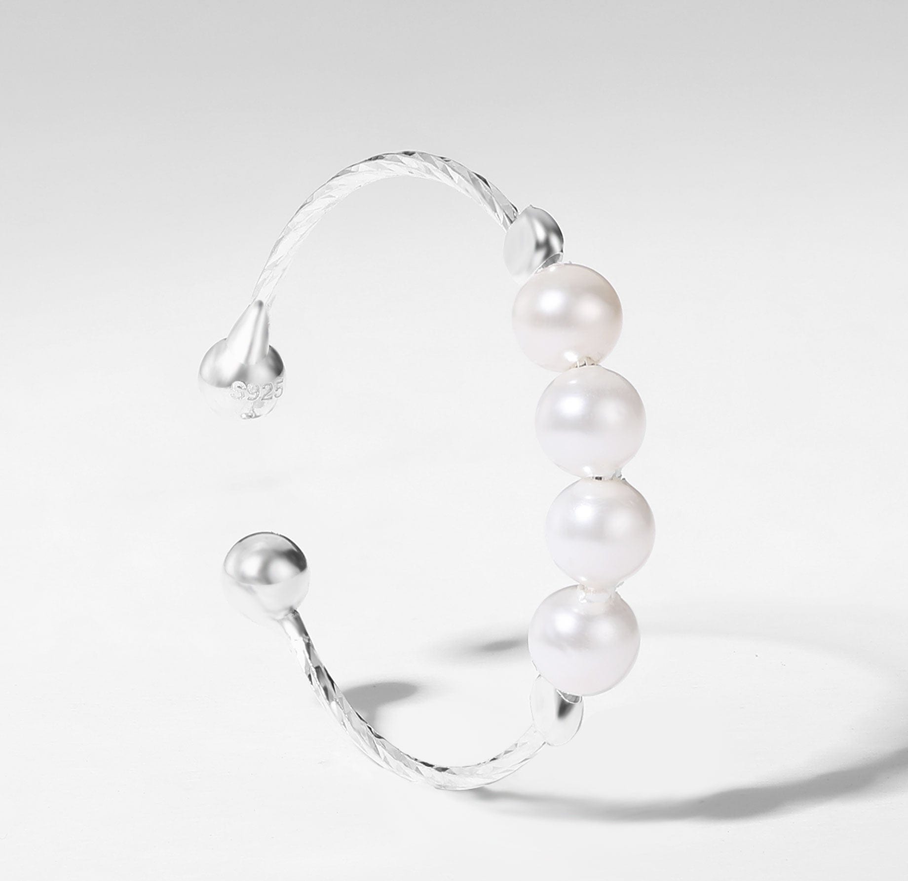 Pearl Rotating Worry Ring925 Sterling Silver Sun Spinner Worry Ring Wellness jewellery sliding rotating spinning meditation gold silver 925 beads crystals gems