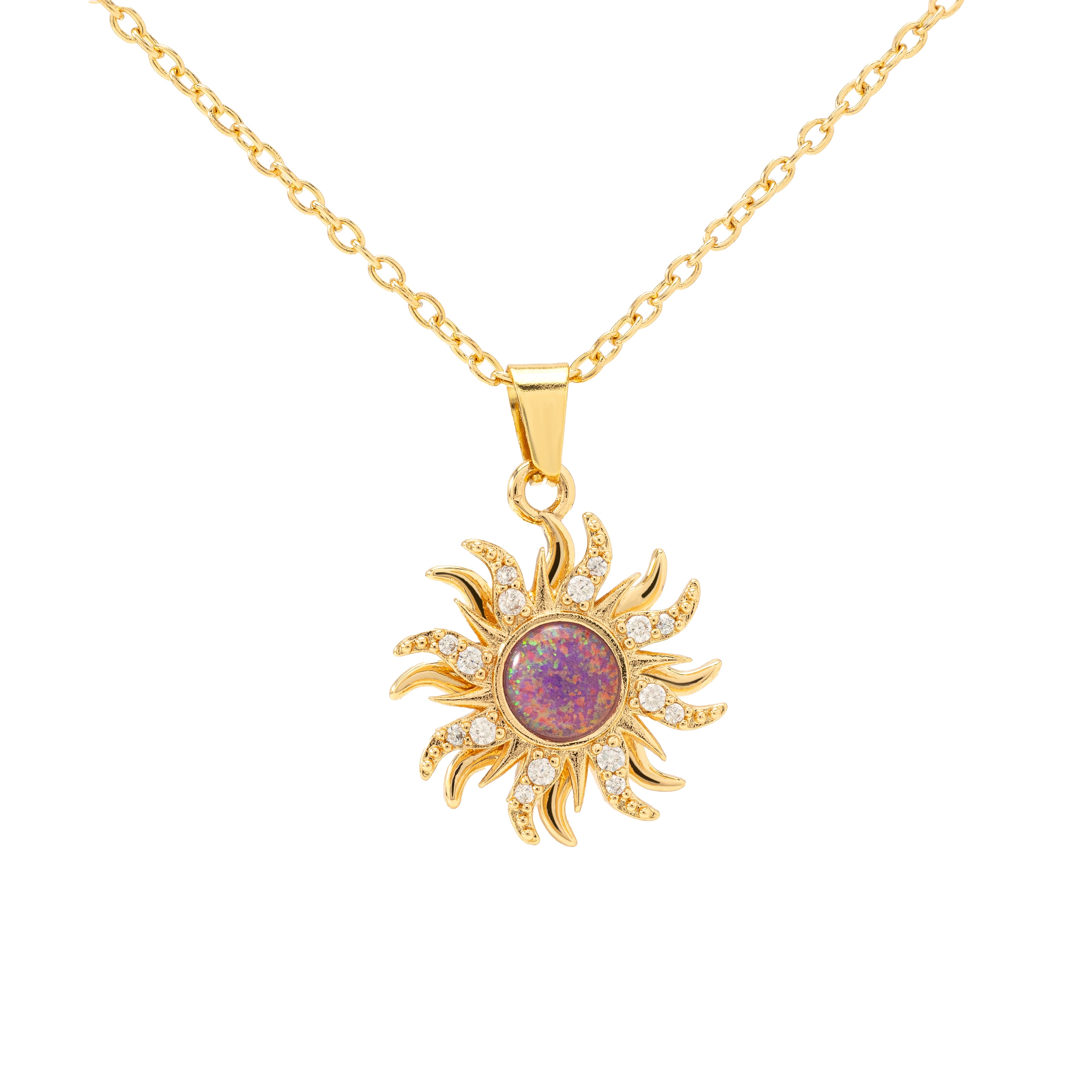 Spining Sunflower Opal Fidget Necklace