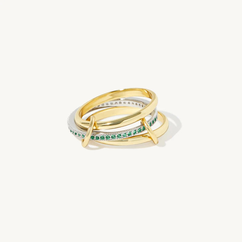 3-In-One Interlocking Fidget Ring - Emerald Green