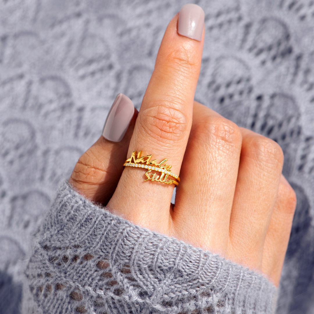 Personalized Double Name Ring