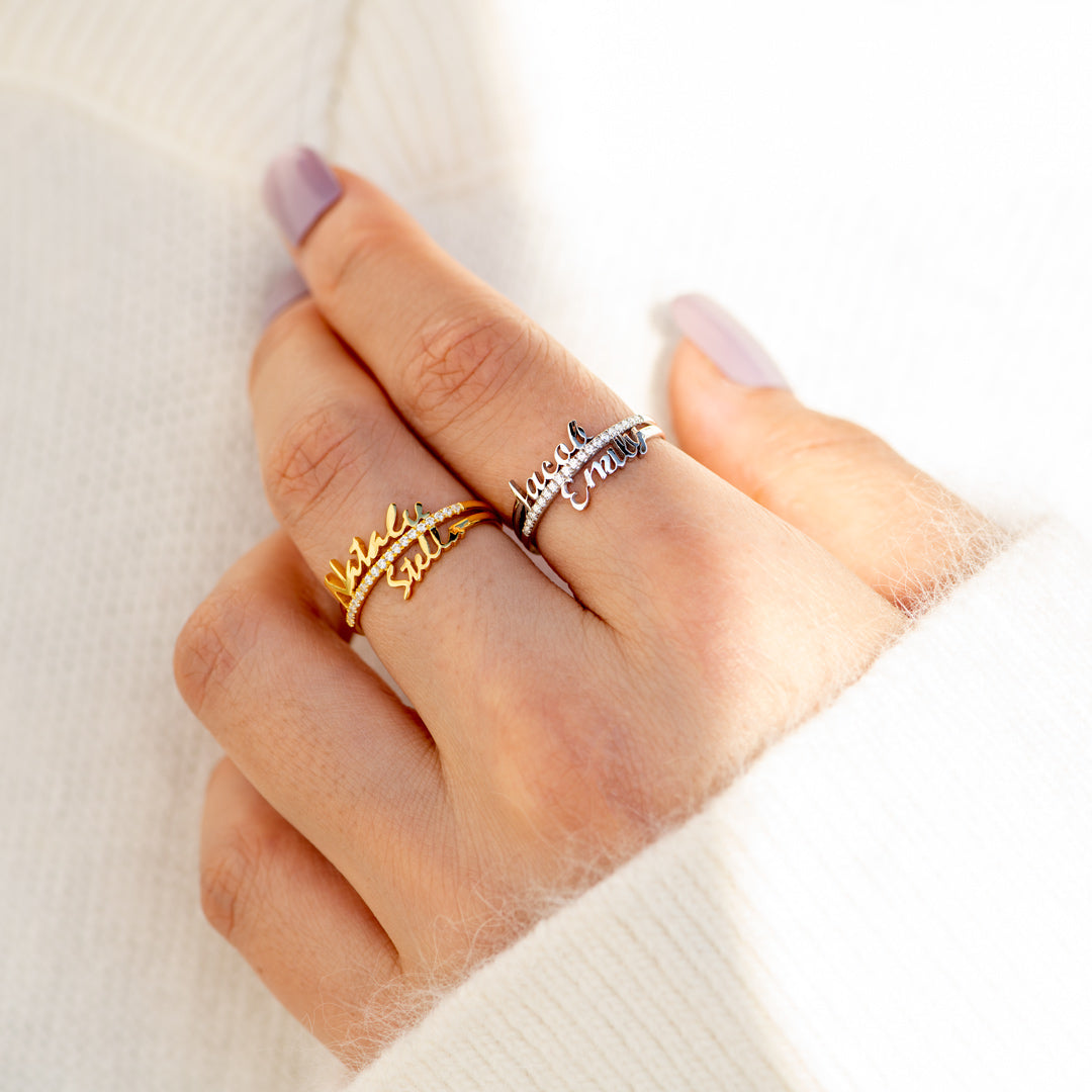 Personalized Double Name Ring