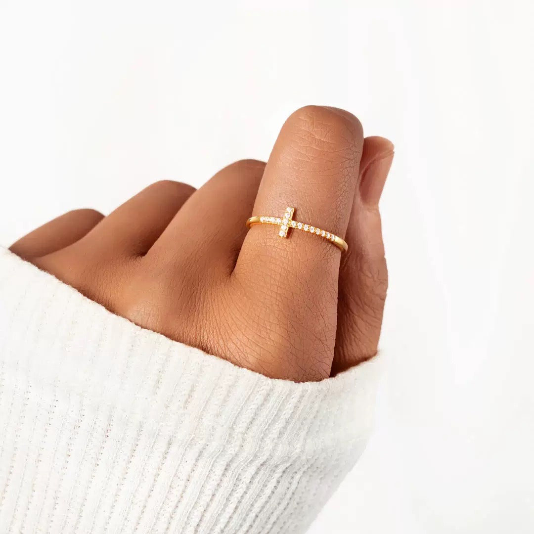 Stackable Promise Cross Ring