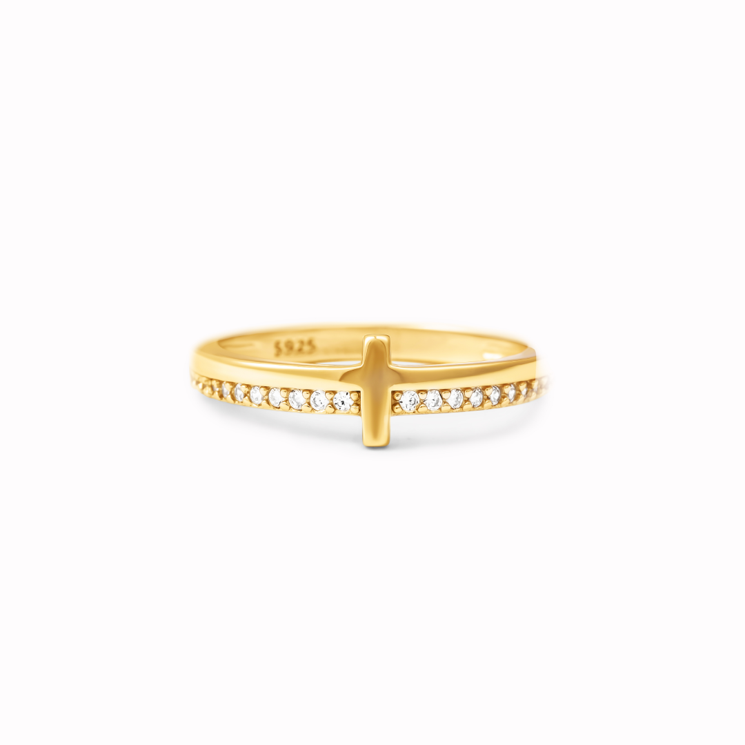 I AM THE STORM - GOLDEN CROSS RING