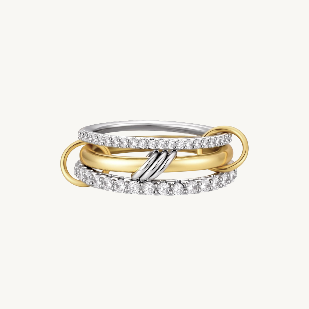 3-In-One Interlocking Fidget Ring - Silver & Gold