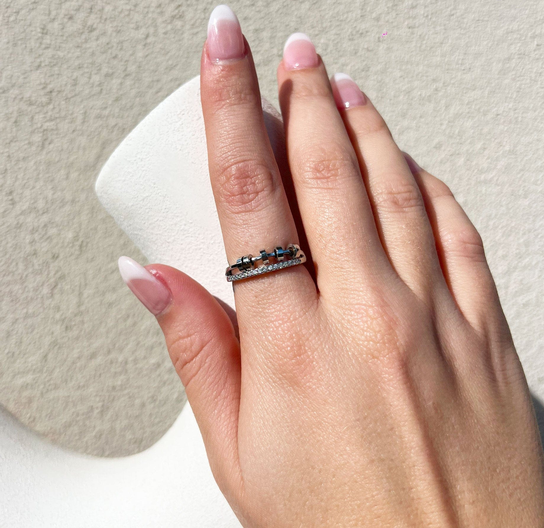 925 Sterling Silver Tranquility Sliding Worry Ring Wellness jewellery sliding rotating spinning meditation gold silver 925