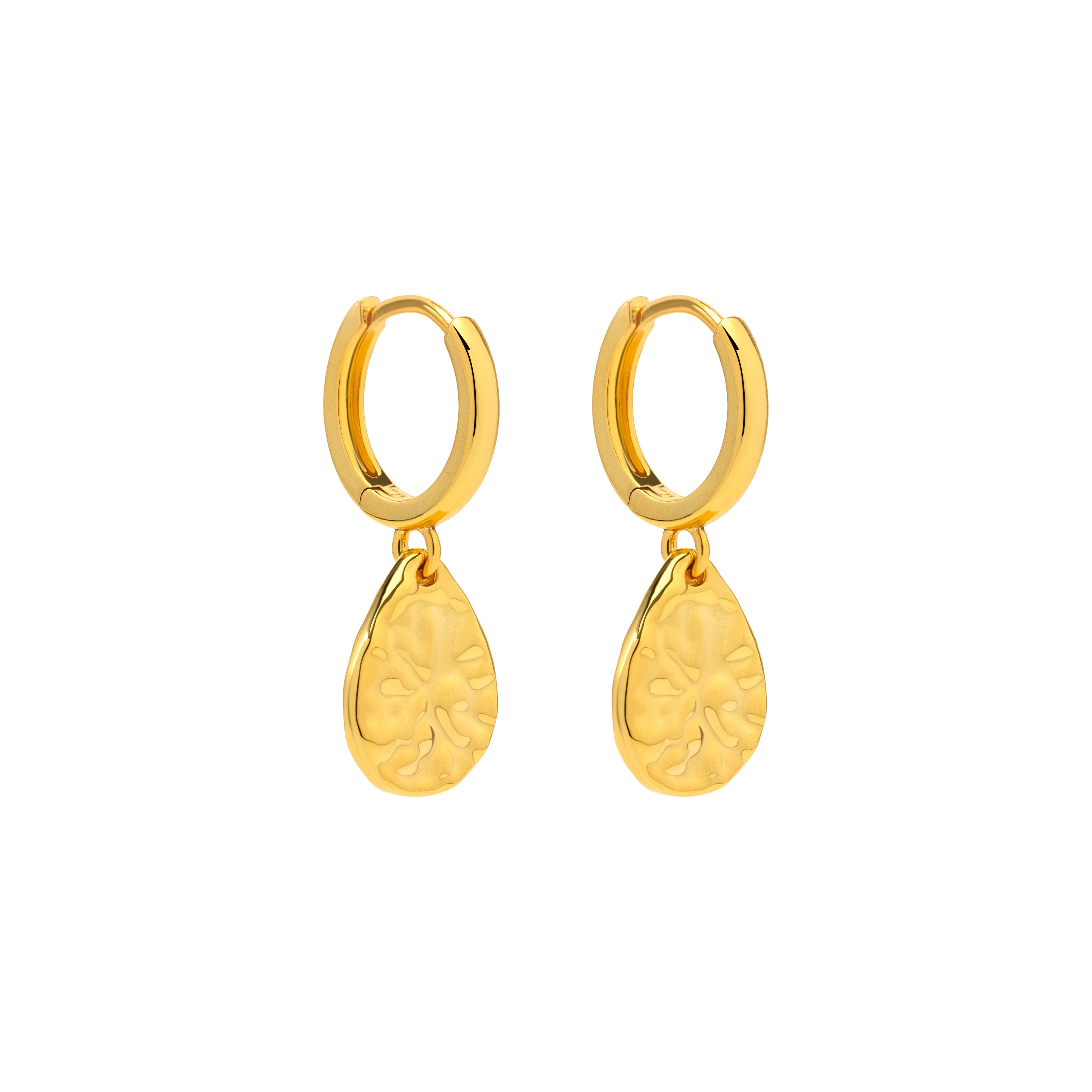 Vivienne Gold Hammered Teardrop Moon Surface Huggie Earrings