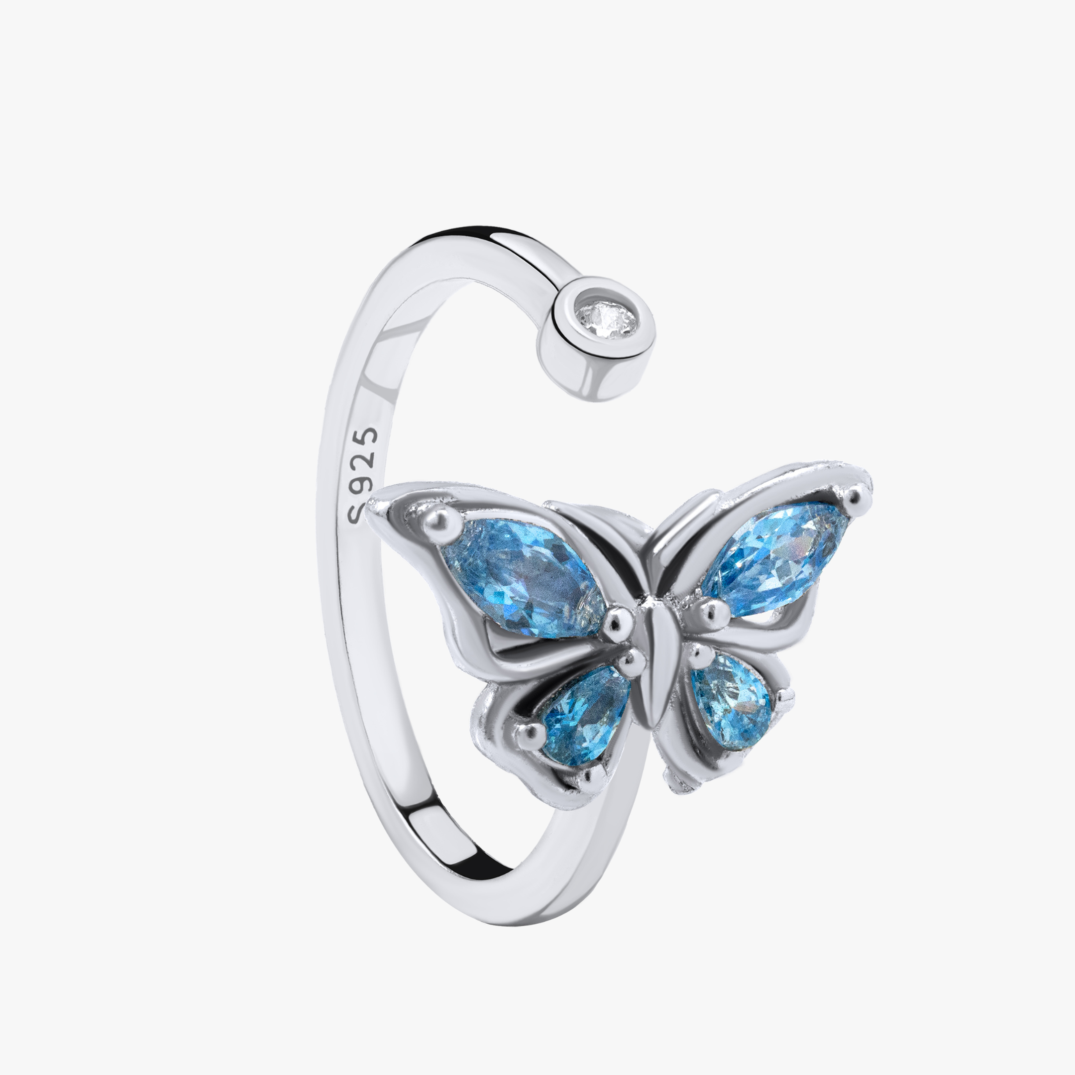 Crystal Butterfly Spinner Fidget Ring