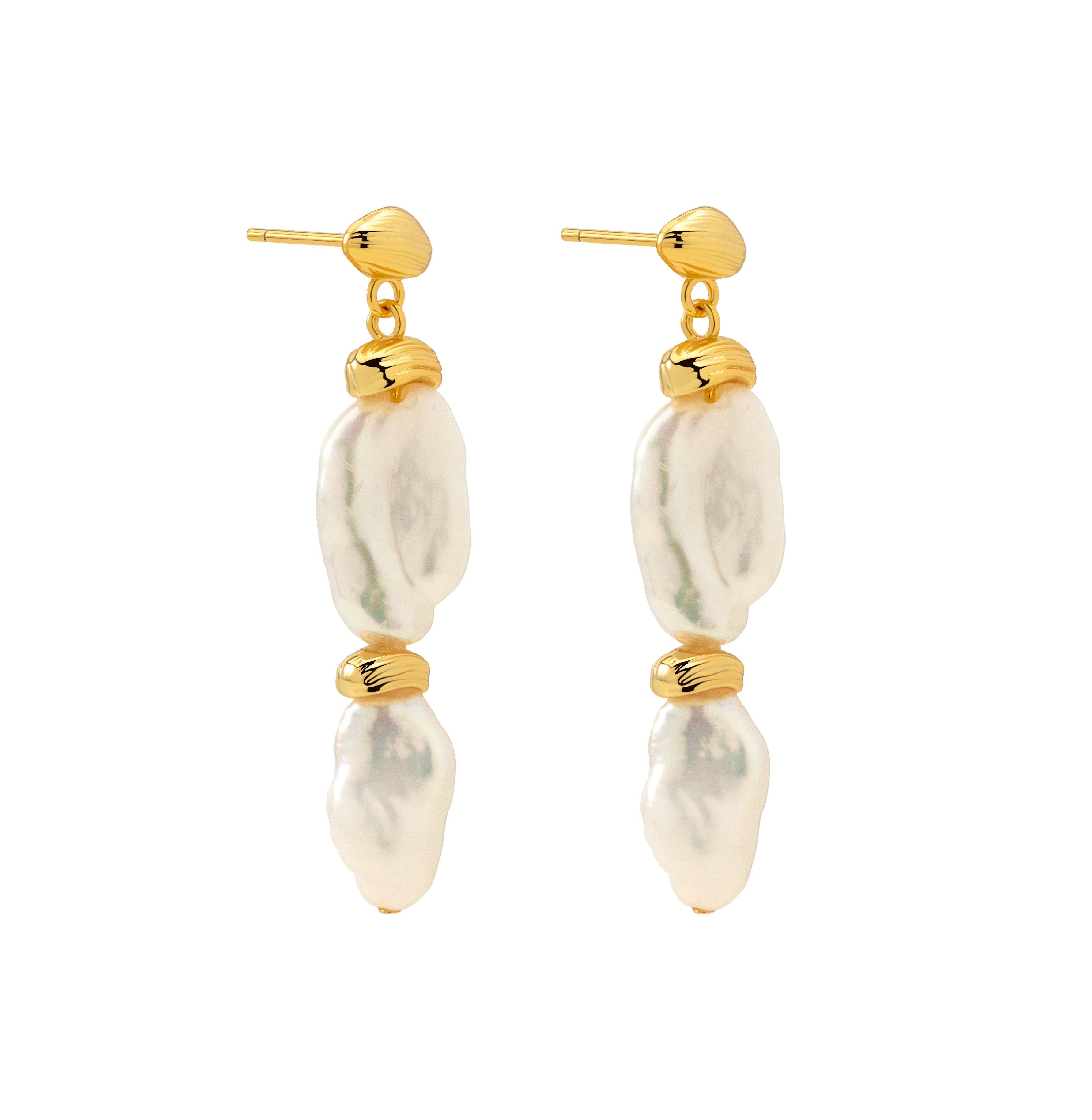 Lily Gold & Baroque Pearl Drop Earrings