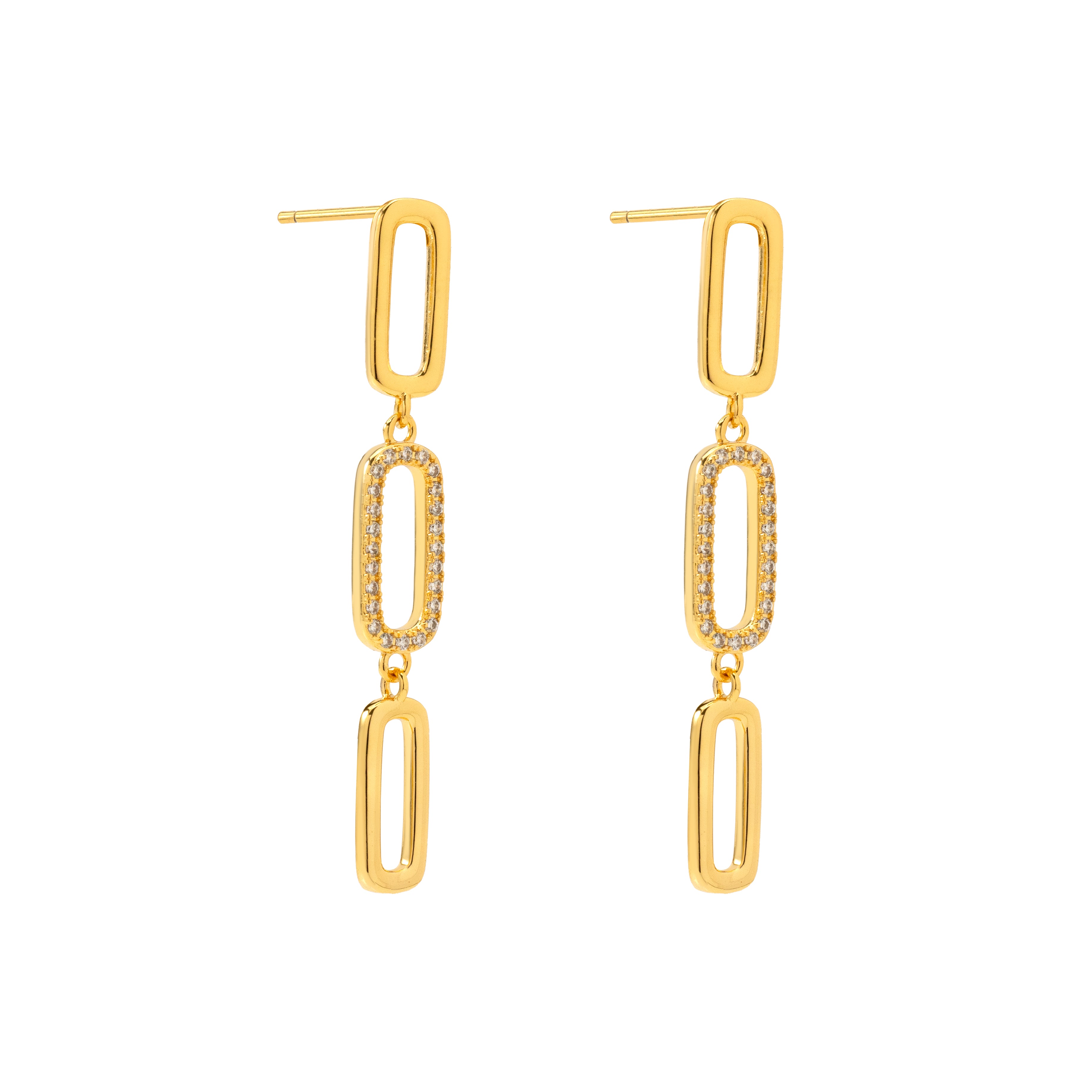 Serenity Gold & Crystal Paperclip Drop Earrings