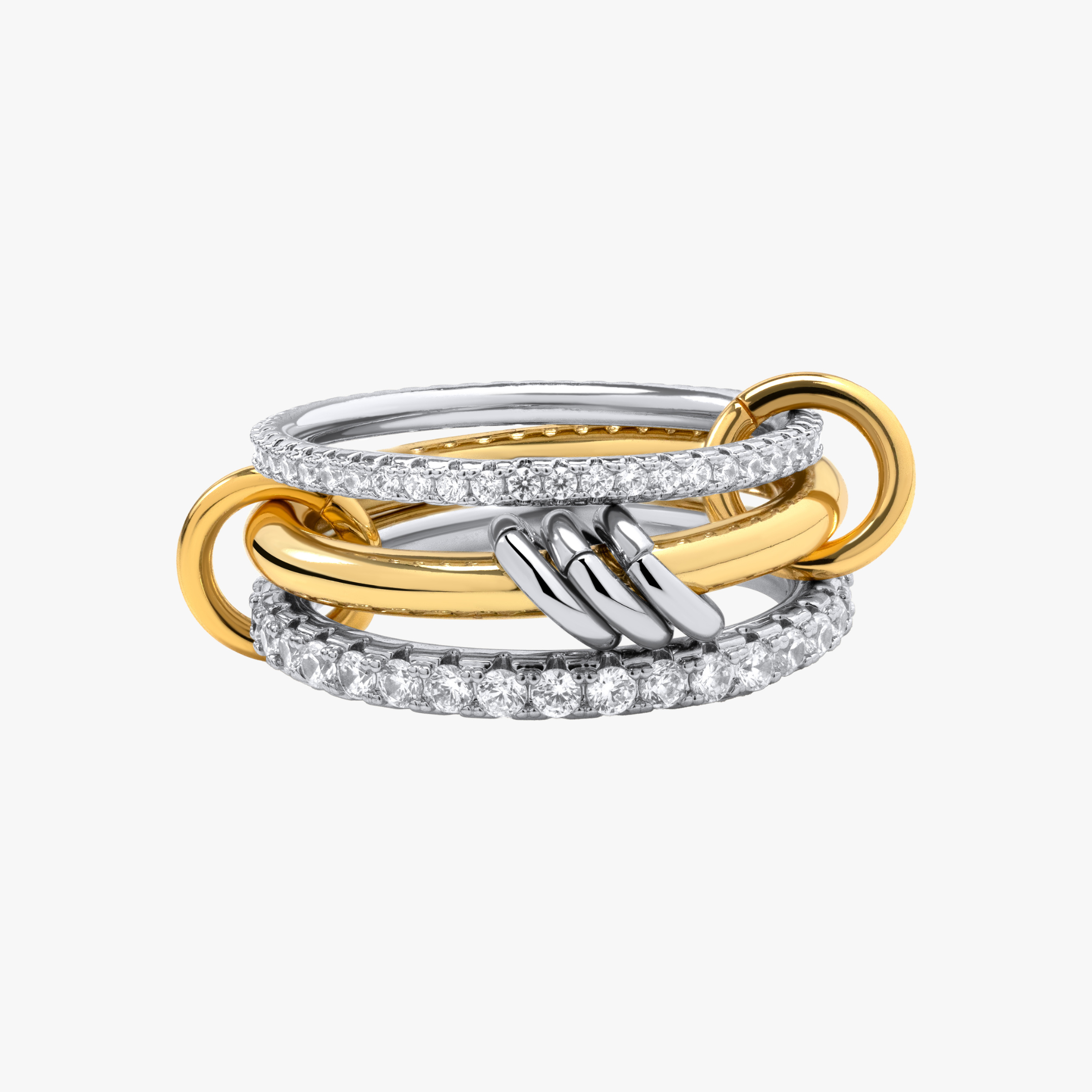 3-In-One Interlocking Fidget Ring - Silver & Gold