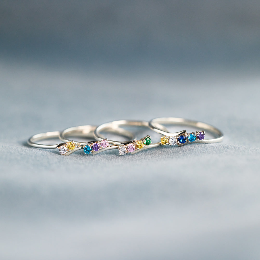 Personalized Birthstones Bypass Ring
