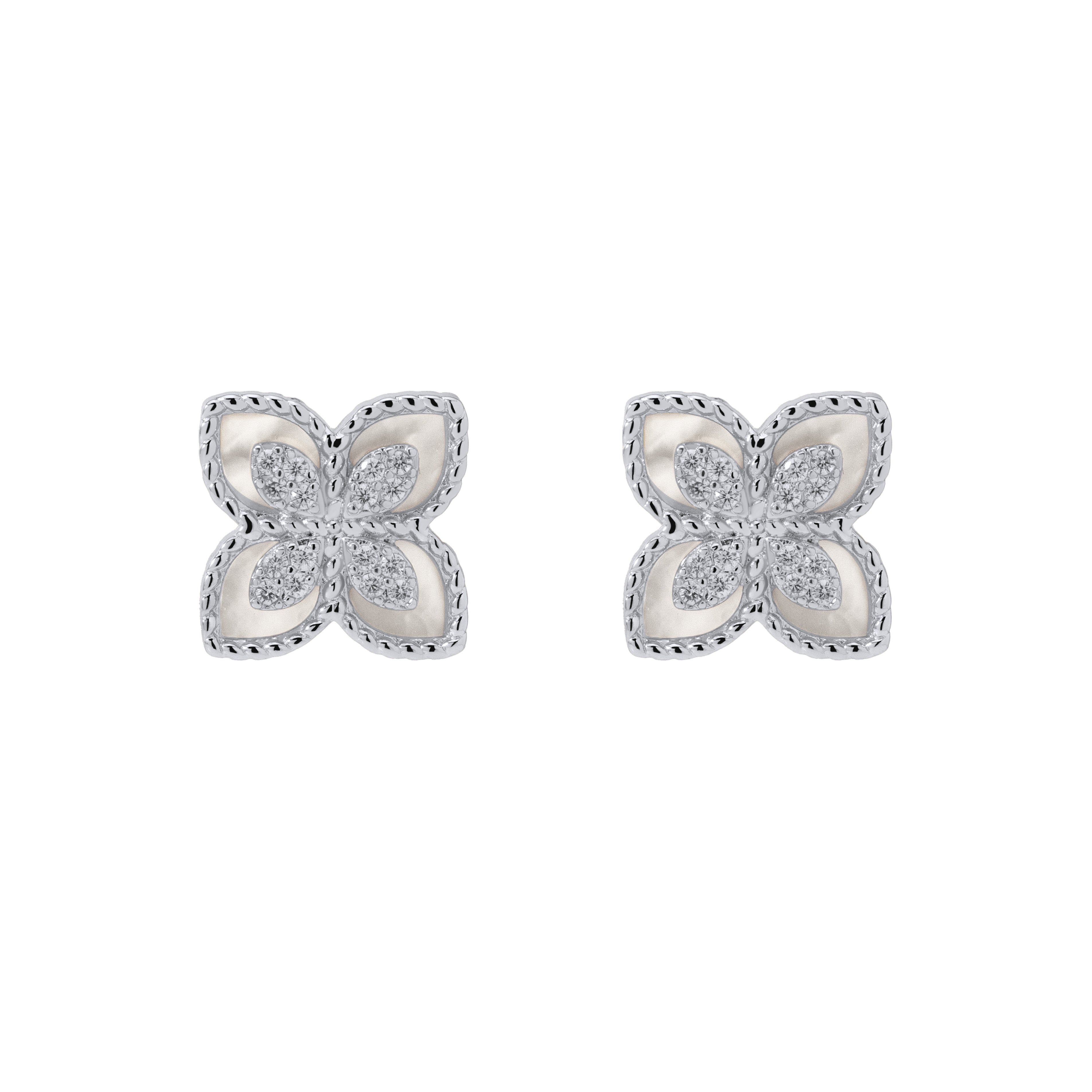 Sapphire Silver Luxe Clover Stud Earrings