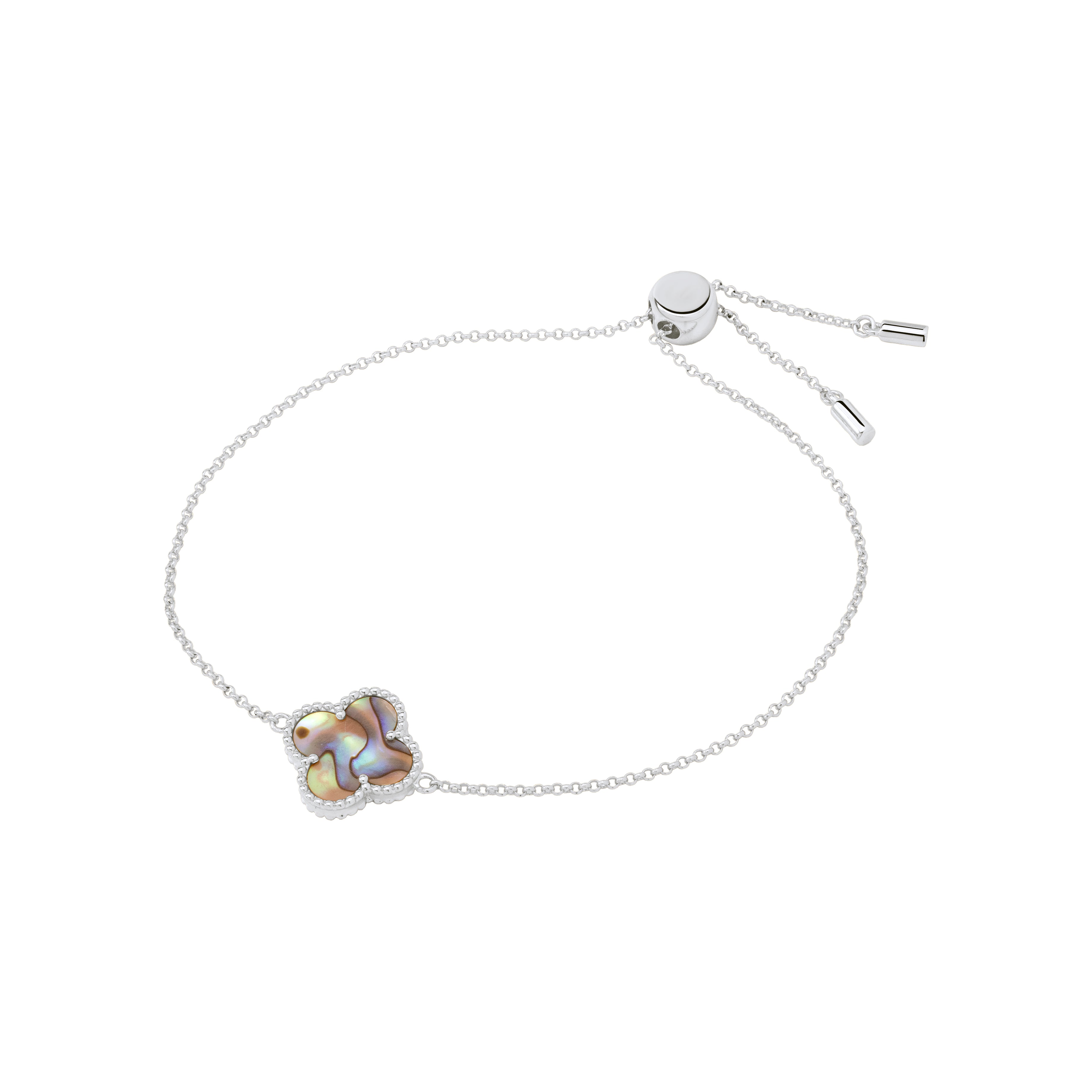 Moonlit Silver Clover Adjustable Bracelet