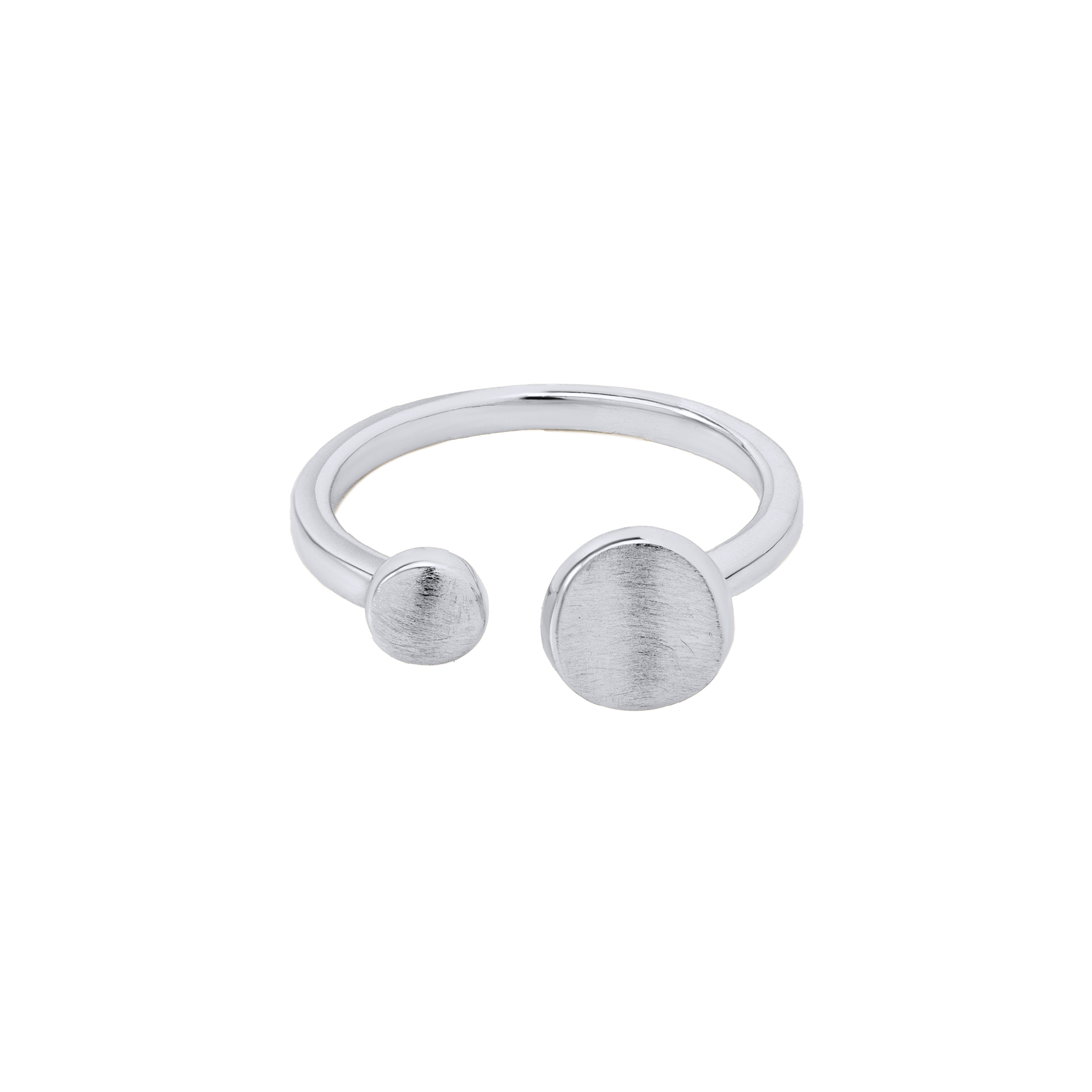 Zen Silver Open Ring with Disc Ends