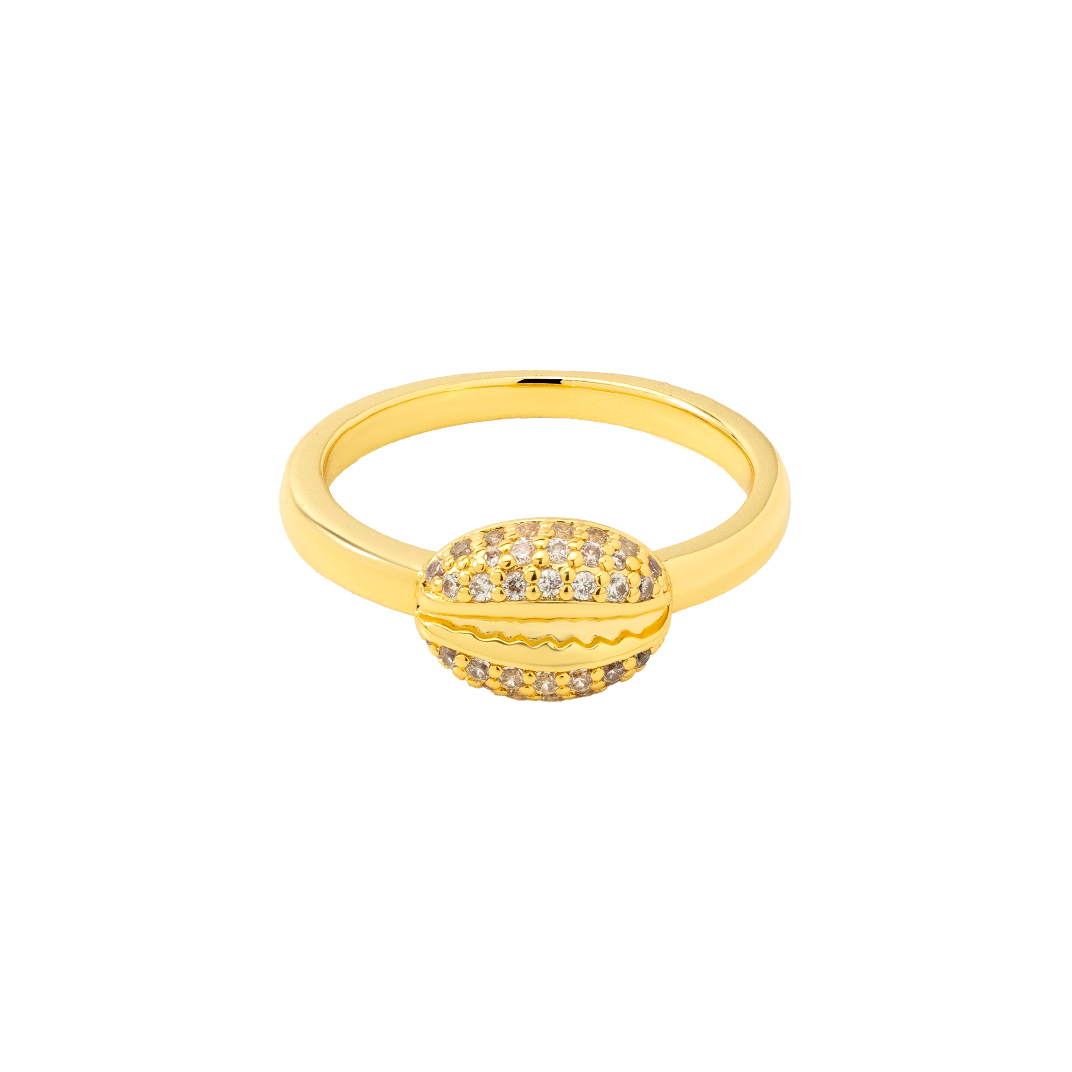 Gold Coffee Bean Ring with Diamond Accents