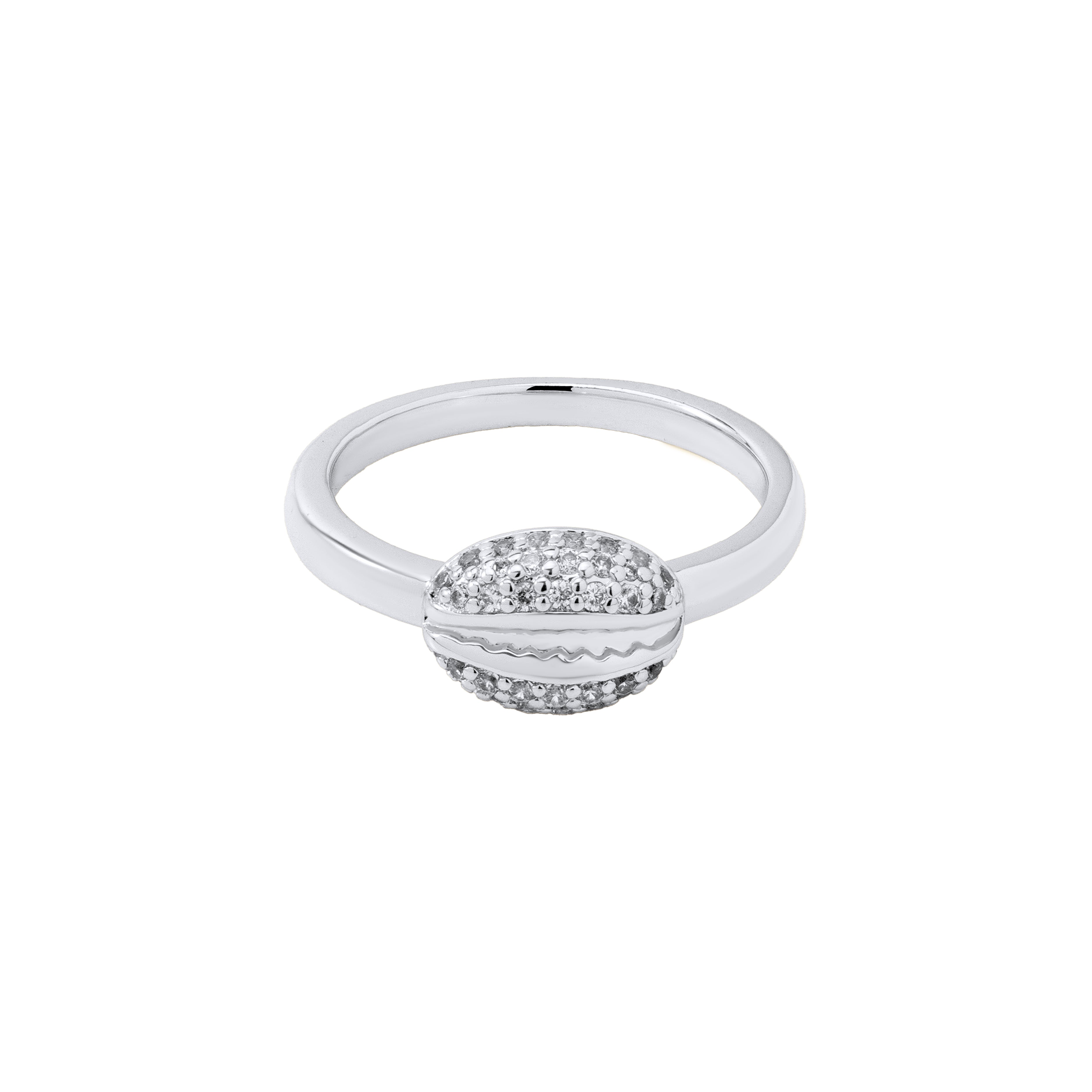 Silver Coffee Bean Ring with Diamond Detailing