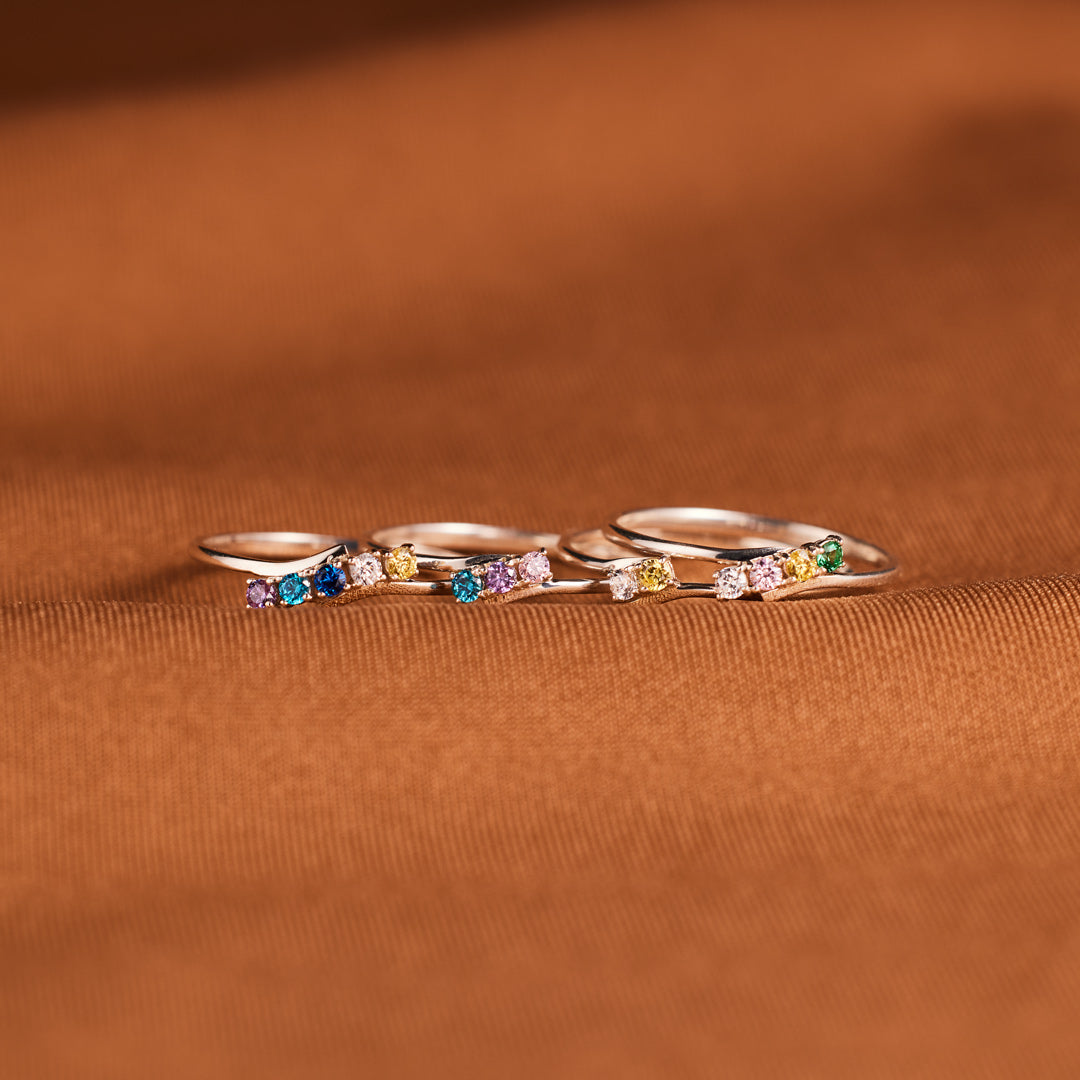 Personalized Birthstones Bypass Ring