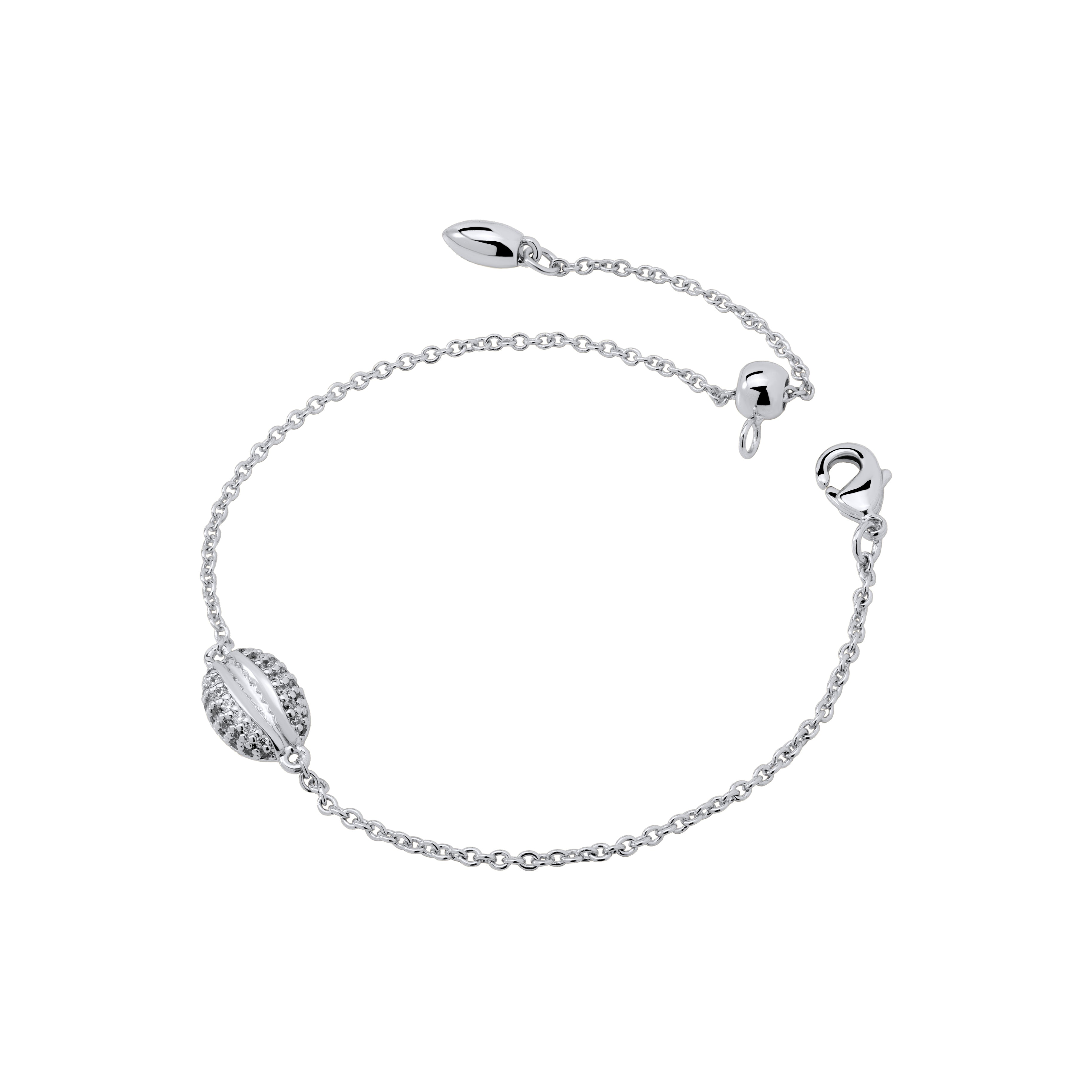 Lush Silver Coffee Bean Bracelet with Pavé Stones