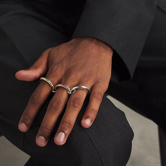 3-in-One Stackable Interlocking Fidget Ring - Mixed Metal