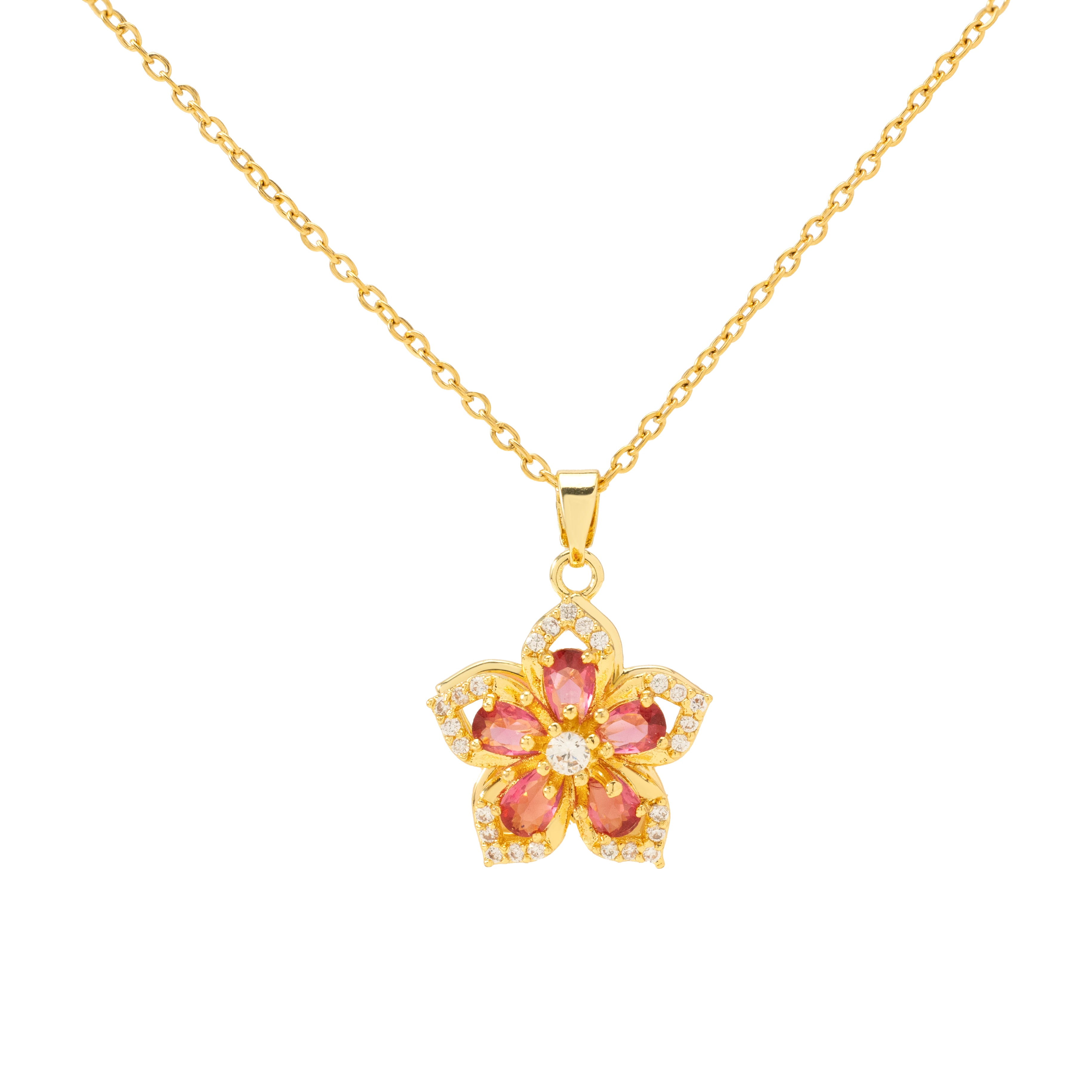 Spinning Redbud Flower Pendant Fidget Necklace