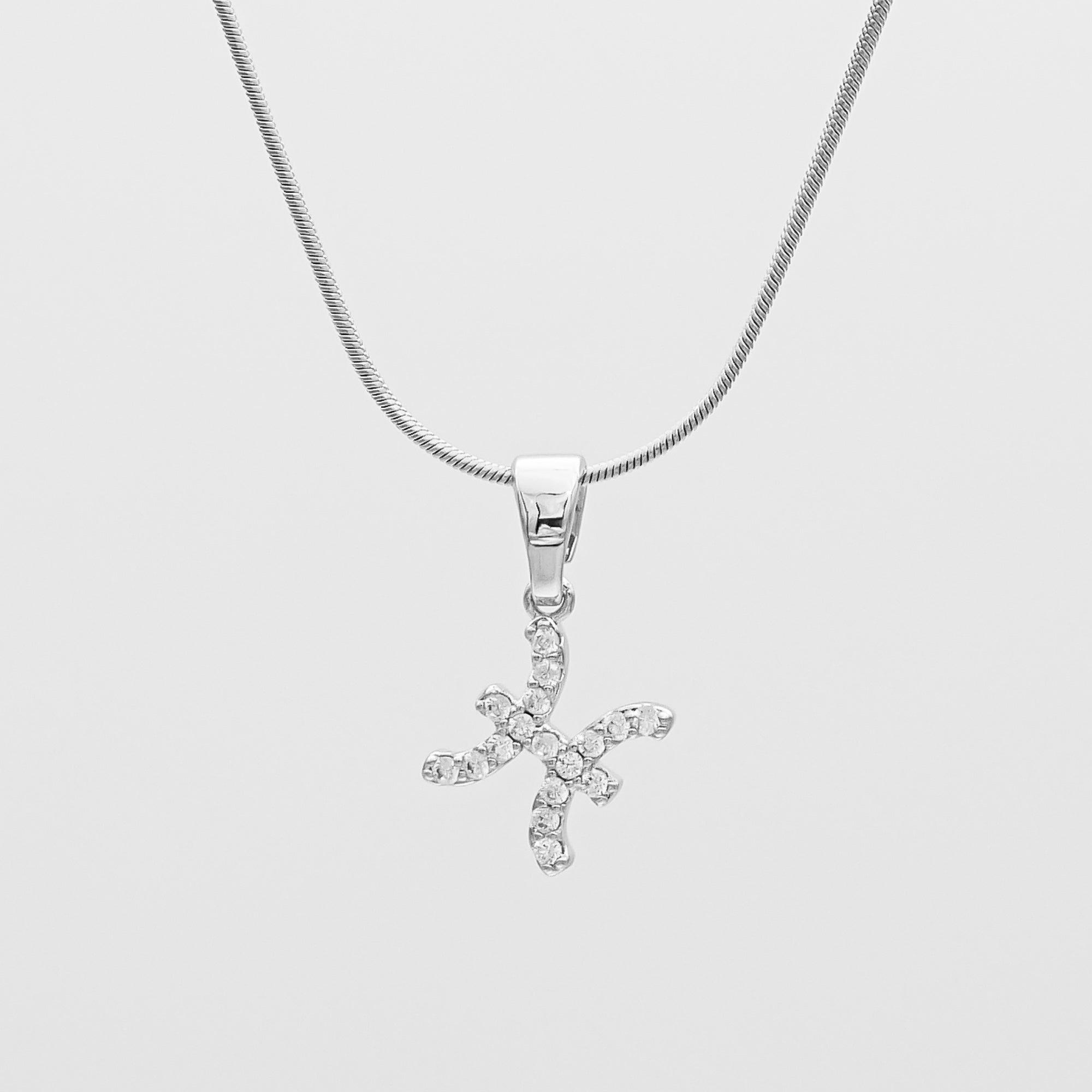 Silver ICY Zodiac Pisces Symbol Pendant Necklace by PRYA