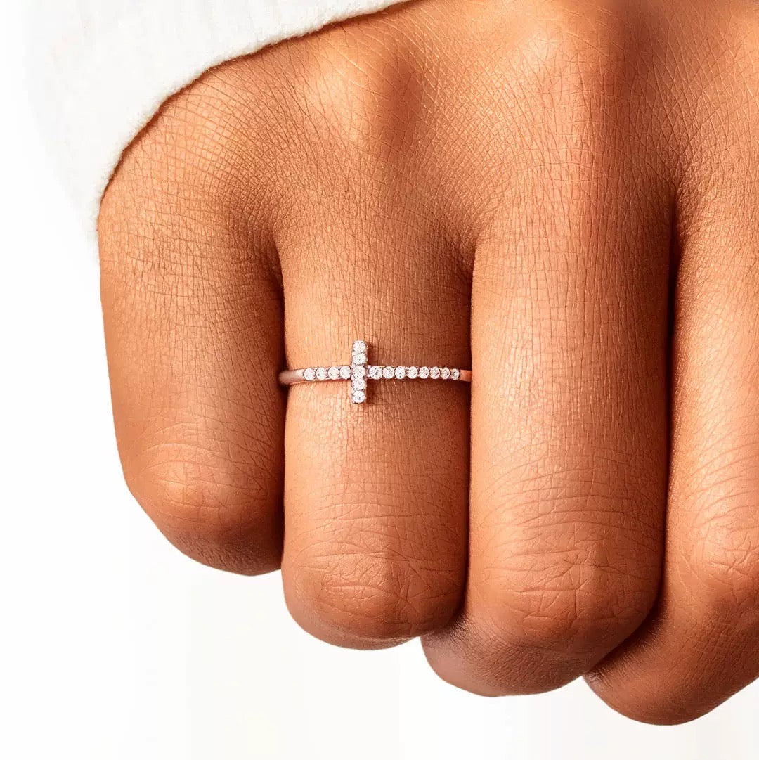 Stackable Promise Cross Ring