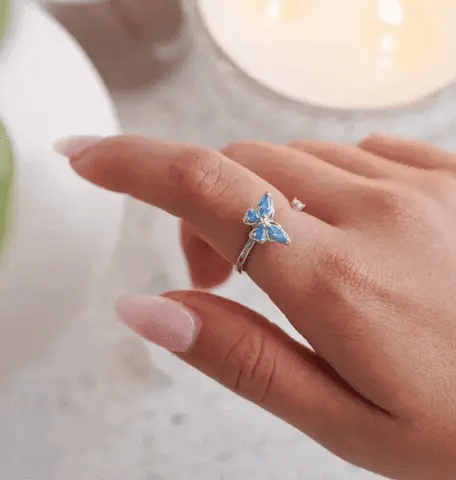 Crystal Butterfly Spinner Fidget Ring